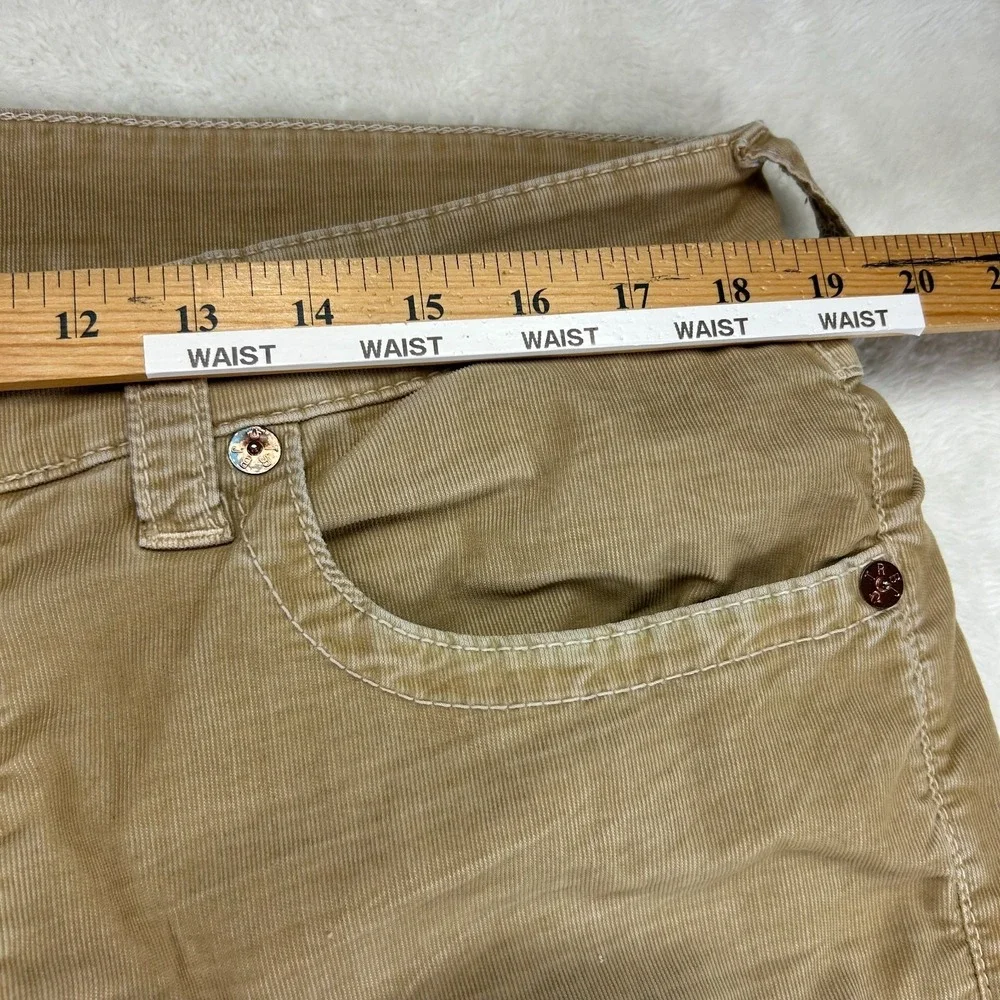 True Religion Ricky Corduroy Khaki Pants Mens 36 Tan Straight Leg Distressed